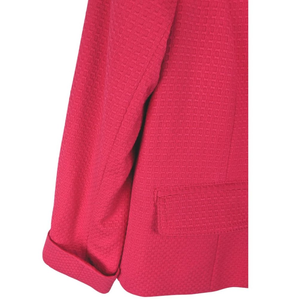 TALBOTS Bright Raspberry Pink Textured 3 Button Blazer Jacket NWT 2 Petite - Picture 3 of 5